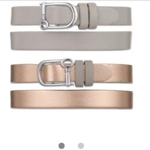 Double leather bnd cool grey/champagne reversible